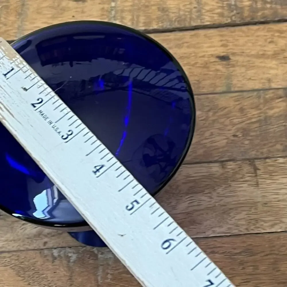 Vintage Cobalt Blue Hand Blown Glass Vase Flared Neck 5.5”